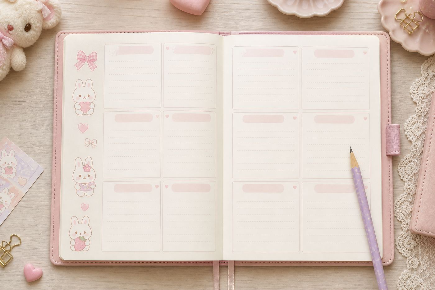 Interior de Agenda Emocional - Bunny Cute - A5
